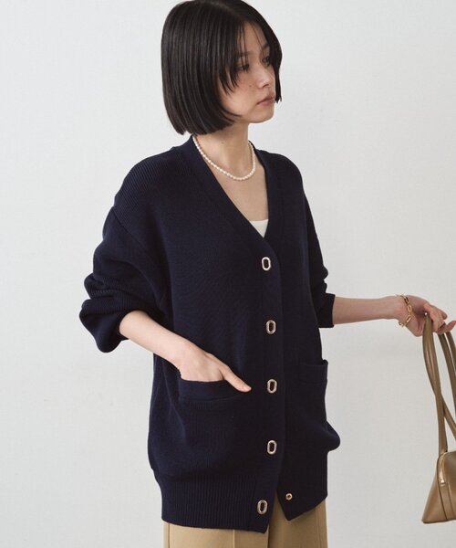 LOUNGEDRESS（ラウンジドレス）の「ゴールドリングカーデ（カーディガン/ボレロ・レディース・ネイビー/アイボリー・FREE）」の8枚目の写真