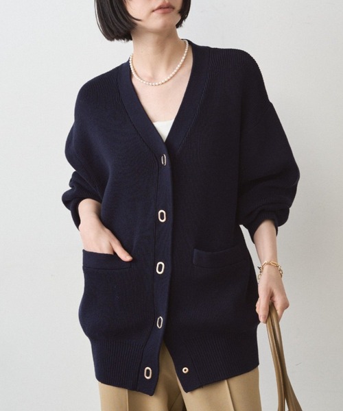 LOUNGEDRESS（ラウンジドレス）の「ゴールドリングカーデ（カーディガン/ボレロ・レディース・ネイビー/アイボリー・FREE）」の2枚目の写真