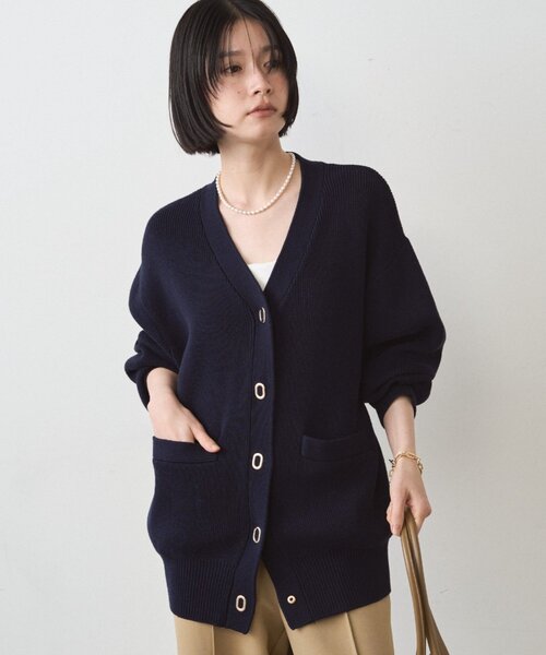 LOUNGEDRESS（ラウンジドレス）の「ゴールドリングカーデ（カーディガン/ボレロ・レディース・ネイビー/アイボリー・FREE）」の3枚目の写真