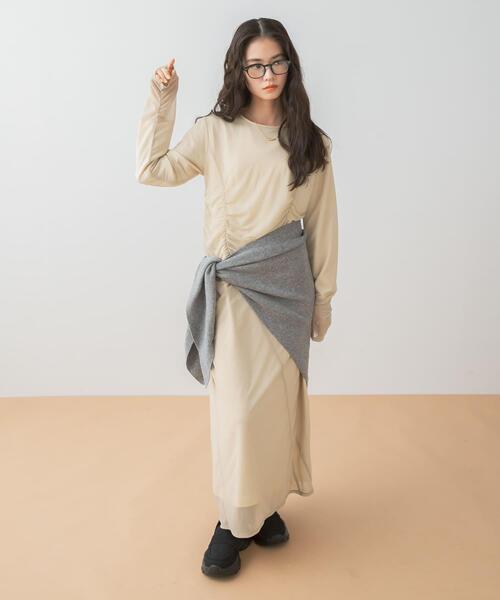 SENSE OF PLACE by URBAN RESEARCH(センスオブプレイスバイアーバンリサーチ)の「シアーレイヤードシャーリングワンピース(ワンピース・レディース・ブラック/ベージュ・S/ONE)」の19枚目の写真