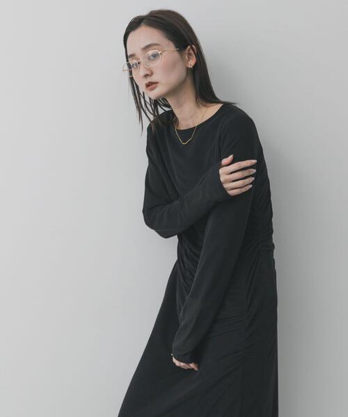 SENSE OF PLACE by URBAN RESEARCH(センスオブプレイスバイアーバンリサーチ)の「シアーレイヤードシャーリングワンピース(ワンピース・レディース・ブラック/ベージュ・S/ONE)」の8枚目の写真