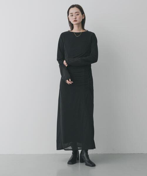 SENSE OF PLACE by URBAN RESEARCH(センスオブプレイスバイアーバンリサーチ)の「シアーレイヤードシャーリングワンピース(ワンピース・レディース・ブラック/ベージュ・S/ONE)」の7枚目の写真
