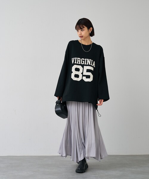 abahouse mavie（アバハウスマヴィ）の「【オーバーサイズ】裏毛ドロストロゴプルオーバー（スウェット・レディース・ネイビー/ブラック/ライトグレー・フリー）」の18枚目の写真