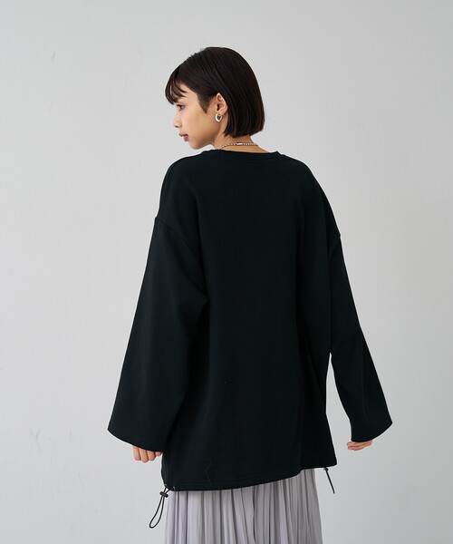 abahouse mavie（アバハウスマヴィ）の「【オーバーサイズ】裏毛ドロストロゴプルオーバー（スウェット・レディース・ネイビー/ブラック/ライトグレー・フリー）」の11枚目の写真