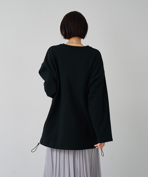 abahouse mavie（アバハウスマヴィ）の「【オーバーサイズ】裏毛ドロストロゴプルオーバー（スウェット・レディース・ネイビー/ブラック/ライトグレー・フリー）」の12枚目の写真