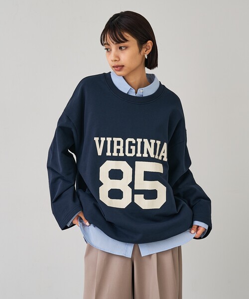 abahouse mavie（アバハウスマヴィ）の「【オーバーサイズ】裏毛ドロストロゴプルオーバー（スウェット・レディース・ネイビー/ブラック/ライトグレー・フリー）」の8枚目の写真