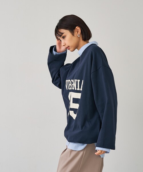 abahouse mavie（アバハウスマヴィ）の「【オーバーサイズ】裏毛ドロストロゴプルオーバー（スウェット・レディース・ネイビー/ブラック/ライトグレー・フリー）」の10枚目の写真