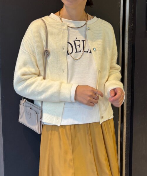 Jena espace merveilleux（ジェナ　エスパスメルヴェイユ）の「【春まで着れる】カタアゼ金ボタンカーディガン（カーディガン/ボレロ・レディース・オフホワイト/ライトグレー/チャコールグレー/ブルー・FREE）」の10枚目の写真