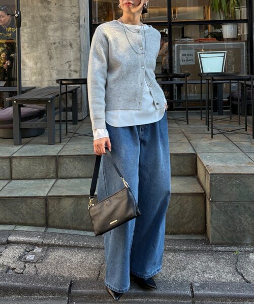 Jena espace merveilleux（ジェナ　エスパスメルヴェイユ）の「【春まで着れる】カタアゼ金ボタンカーディガン（カーディガン/ボレロ・レディース・オフホワイト/ライトグレー/チャコールグレー/ブルー・FREE）」の13枚目の写真