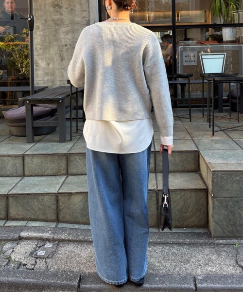 Jena espace merveilleux（ジェナ　エスパスメルヴェイユ）の「【春まで着れる】カタアゼ金ボタンカーディガン（カーディガン/ボレロ・レディース・オフホワイト/ライトグレー/チャコールグレー/ブルー・FREE）」の16枚目の写真