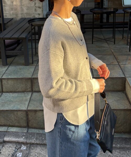 Jena espace merveilleux（ジェナ　エスパスメルヴェイユ）の「【春まで着れる】カタアゼ金ボタンカーディガン（カーディガン/ボレロ・レディース・オフホワイト/ライトグレー/チャコールグレー/ブルー・FREE）」の20枚目の写真