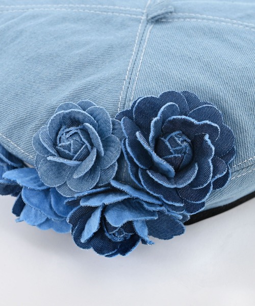 Narcissus（ナルシス）の「コサージュデニムベレー/フラワーベレー（ハンチング/ベレー帽・レディース・ブルー・FREE）」の8枚目の写真