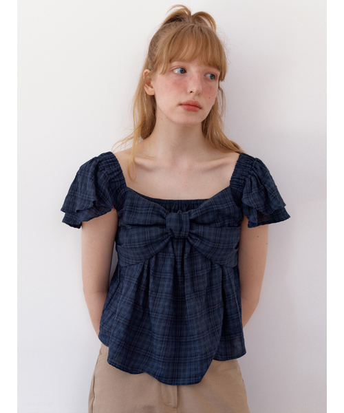 TILDA MA TILDA(チルダマチルダ)の「チェックハムステッドブラウス_ネイビー(シャツ/ブラウス・レディース・その他・FREE)」の1枚目の写真