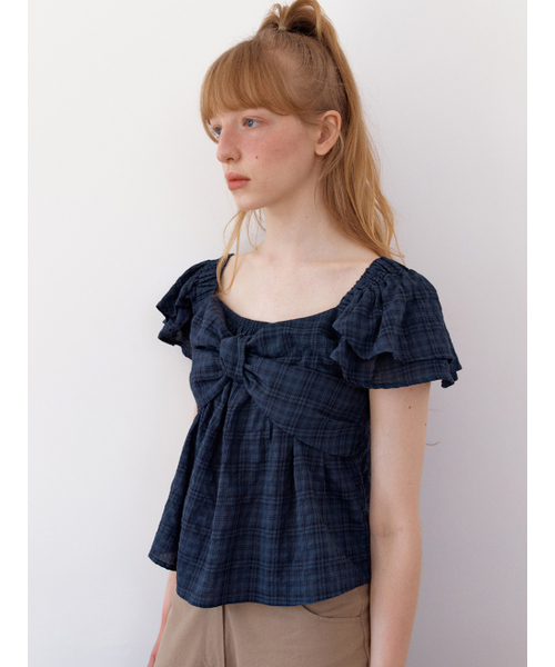 TILDA MA TILDA(チルダマチルダ)の「チェックハムステッドブラウス_ネイビー(シャツ/ブラウス・レディース・その他・FREE)」の3枚目の写真