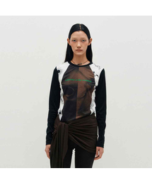 Blocked Graphic LS T-shirt _ BROWN