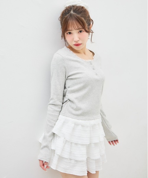 INGNI(イング)の「【WEB限定】ヘンリーネックレース付プレートロゴ長袖リブトップス(Tシャツ/カットソー・レディース・ブラック/グレー・M)」の21枚目の写真