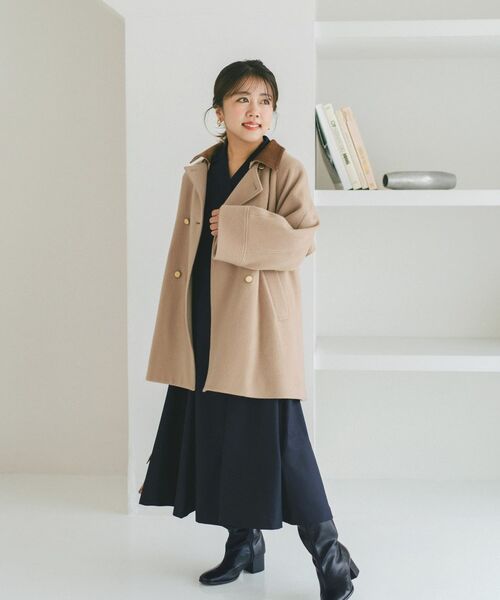 COHINA（コヒナ）の「ウエストベルトテーラードワンピース 【低身長・小柄女性】（ワンピース・レディース・ベージュ/ネイビー・SHORT/REGULAR）」の5枚目の写真