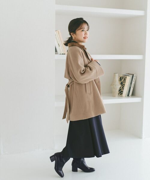 COHINA（コヒナ）の「ウエストベルトテーラードワンピース 【低身長・小柄女性】（ワンピース・レディース・ベージュ/ネイビー・SHORT/REGULAR）」の6枚目の写真