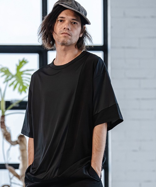 CAMBIO(カンビオ)の「mt10187-Mixed Material Random Patchwork Tee Tシャツ(S64526cmb)(Tシャツ/カットソー・メンズ・ホワイト/ブラック・S/M/L)」の2枚目の写真