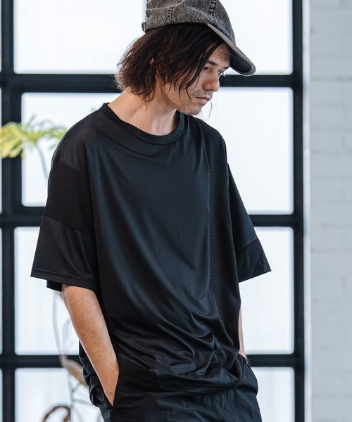 CAMBIO(カンビオ)の「mt10187-Mixed Material Random Patchwork Tee Tシャツ(S64526cmb)(Tシャツ/カットソー・メンズ・ホワイト/ブラック・S/M/L)」の3枚目の写真