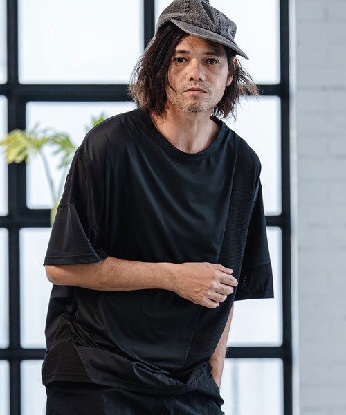 CAMBIO(カンビオ)の「mt10187-Mixed Material Random Patchwork Tee Tシャツ(S64526cmb)(Tシャツ/カットソー・メンズ・ホワイト/ブラック・S/M/L)」の4枚目の写真