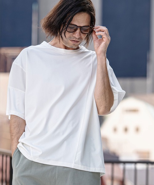 CAMBIO(カンビオ)の「mt10187-Mixed Material Random Patchwork Tee Tシャツ(S64526cmb)(Tシャツ/カットソー・メンズ・ホワイト/ブラック・S/M/L)」の9枚目の写真