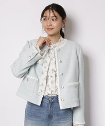 美品 アプワイザーリッシェ ミドルツイードジャケット アプワイザーリッシェ Apuweiser-riche シャギーツイードニット