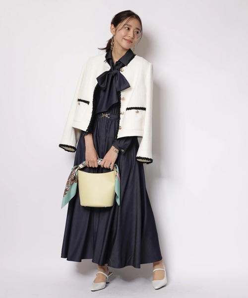 JUSGLITTY(ジャスグリッティー)の「ブレードトリムツイードジャケット(その他アウター・レディース・オフホワイト/ブルー系その他3・2/1)」の10枚目の写真