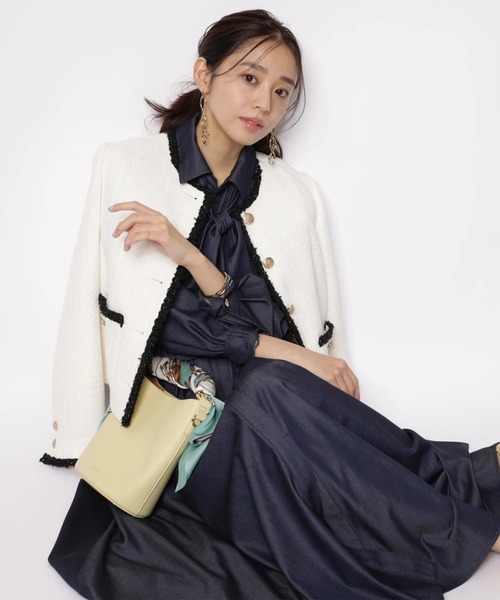 JUSGLITTY(ジャスグリッティー)の「ブレードトリムツイードジャケット(その他アウター・レディース・オフホワイト/ブルー系その他3・2/1)」の12枚目の写真