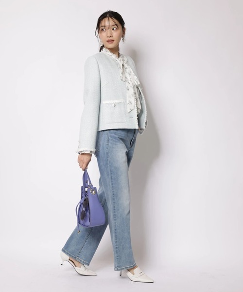 JUSGLITTY(ジャスグリッティー)の「ブレードトリムツイードジャケット(その他アウター・レディース・オフホワイト/ブルー系その他3・2/1)」の18枚目の写真