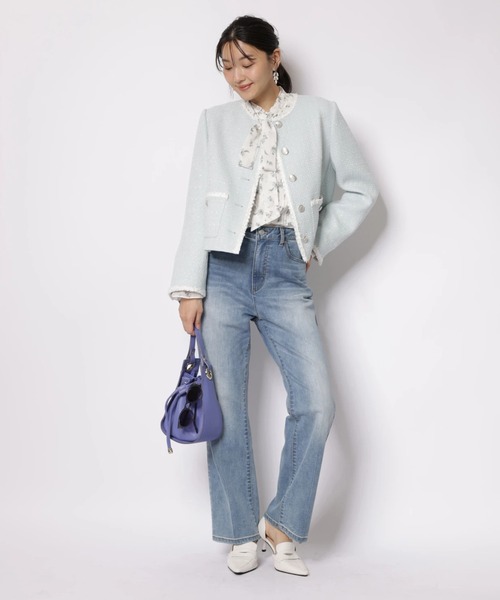 JUSGLITTY(ジャスグリッティー)の「ブレードトリムツイードジャケット(その他アウター・レディース・オフホワイト/ブルー系その他3・2/1)」の20枚目の写真