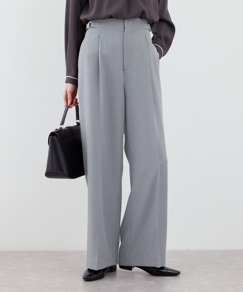 WEB限定・丈長め】クリアツイルサイドベルトワイドパンツ/セレモニー