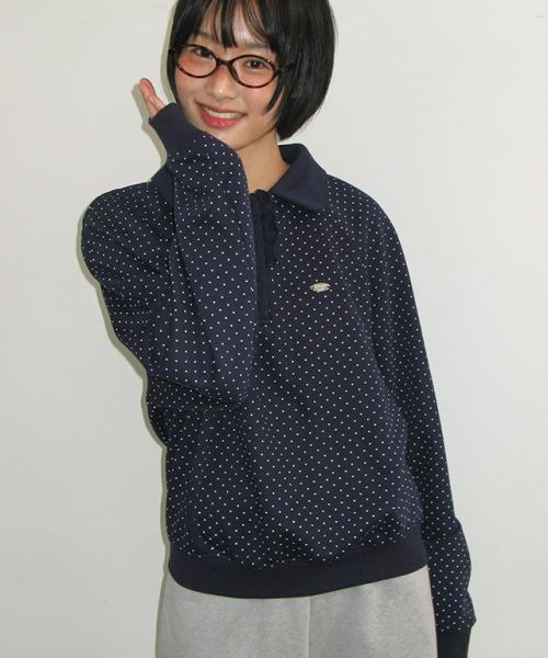 RONRON（ロンロン）の「DOT FRILL HENRYNECK SWEATSHIRT NAVY（スウェット・レディース・その他・FREE）」の5枚目の写真