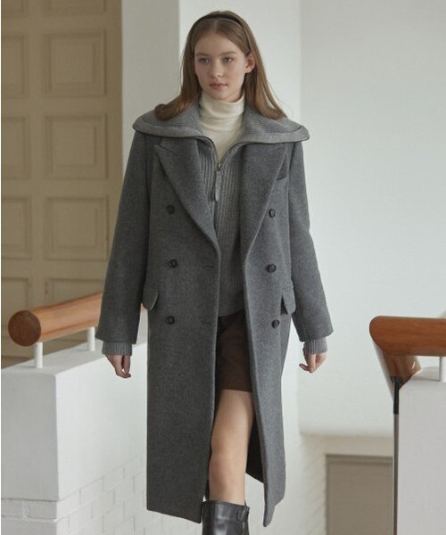 NONLOCAL(ノンローカル)の「Wool Blend Double Coat - Charcoal(チェスターコート・レディース・その他・S)」の1枚目の写真