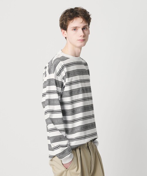 BEAUTY&YOUTH UNITED ARROWS（ビューティーアンドユースユナイテッドアローズ）の「12oz ヘビーウェイト ボーダー クルーネック カットソー（Tシャツ/カットソー・メンズ・ダークグレー/ライトブルー/ホワイト・XL/M/XXL/L/S）」の2枚目の写真