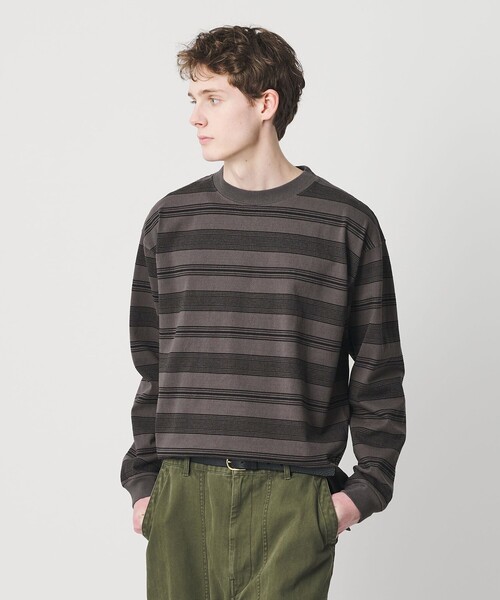 BEAUTY&YOUTH UNITED ARROWS（ビューティーアンドユースユナイテッドアローズ）の「12oz ヘビーウェイト ボーダー クルーネック カットソー（Tシャツ/カットソー・メンズ・ダークグレー/ライトブルー/ホワイト・XL/M/XXL/L/S）」の3枚目の写真