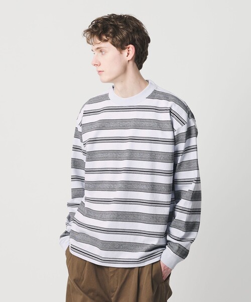 BEAUTY&YOUTH UNITED ARROWS（ビューティーアンドユースユナイテッドアローズ）の「12oz ヘビーウェイト ボーダー クルーネック カットソー（Tシャツ/カットソー・メンズ・ダークグレー/ライトブルー/ホワイト・XL/M/XXL/L/S）」の4枚目の写真