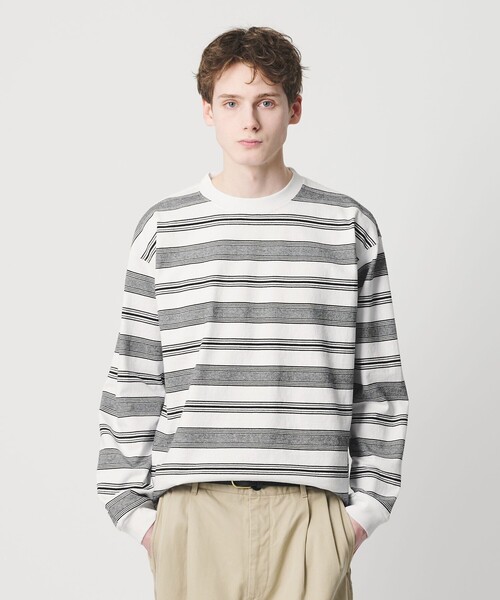 BEAUTY&YOUTH UNITED ARROWS（ビューティーアンドユースユナイテッドアローズ）の「12oz ヘビーウェイト ボーダー クルーネック カットソー（Tシャツ/カットソー・メンズ・ダークグレー/ライトブルー/ホワイト・XL/M/XXL/L/S）」の6枚目の写真