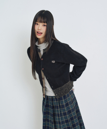 LMR（エルエムアール）の「配色ポイントラウンドカーディガンBLACK（ニット/セーター）」