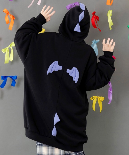 ScoLar Parity（スカラーパリティ）の「353144：ちびドラゴンなりきり変身パーカー（パーカー・レディース・パープル/ブラック・M）」の8枚目の写真