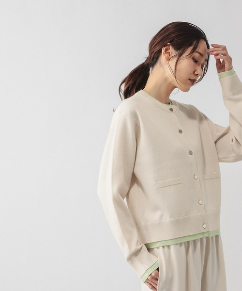 GLOBAL WORK（グローバルワーク）の「スウェットライククルーカーディガン/632604（カーディガン/ボレロ・レディース・レッド/ライトグレー/ネイビー/ベージュ/ダークブラウン/ブラウン/グレイッシュベージュ・LARGE/MEDIUM）」の6枚目の写真