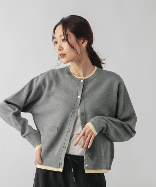 GLOBAL WORK（グローバルワーク）の「スウェットライククルーカーディガン/632604（カーディガン/ボレロ・レディース・レッド/ライトグレー/ネイビー/ベージュ/ダークブラウン/ブラウン/グレイッシュベージュ・LARGE/MEDIUM）」の21枚目の写真