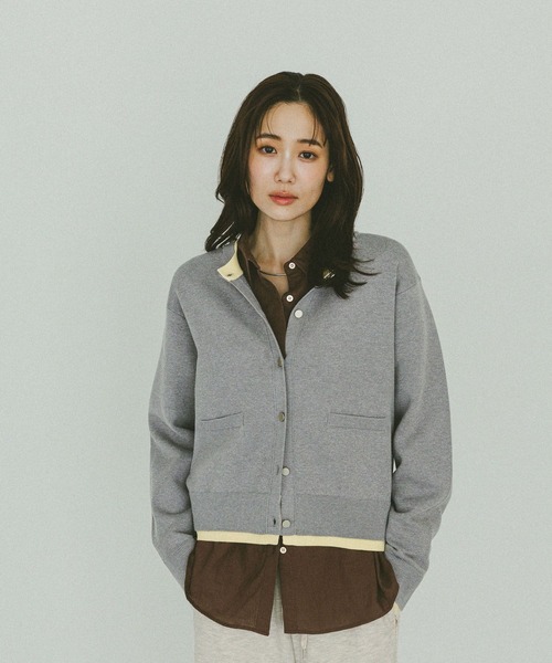 GLOBAL WORK（グローバルワーク）の「スウェットライククルーカーディガン/632604（カーディガン/ボレロ・レディース・レッド/ライトグレー/ネイビー/ベージュ/ダークブラウン/ブラウン/グレイッシュベージュ・LARGE/MEDIUM）」の15枚目の写真