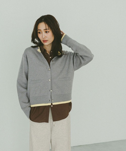 GLOBAL WORK（グローバルワーク）の「スウェットライククルーカーディガン/632604（カーディガン/ボレロ・レディース・レッド/ライトグレー/ネイビー/ベージュ/ダークブラウン/ブラウン/グレイッシュベージュ・LARGE/MEDIUM）」の16枚目の写真