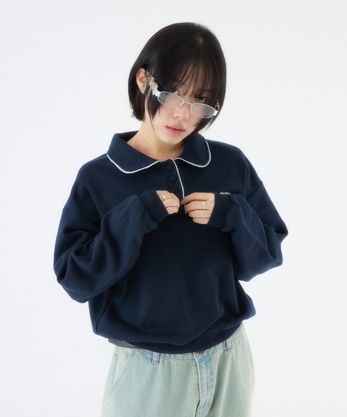 FCMM(エフシーエムエム)の「【日本限定】SWEAT POLO SHIRT / スウェットポロシャツ(スウェット・レディース・ネイビー/アイボリー/グレー・MEDIUM/SMALL)」の3枚目の写真