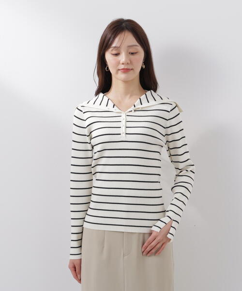 a/mie(アミー)の「<a>ビックカラーリブニット / 1216179201(ニット/セーター・レディース・ホワイト×ブラック/ブルー/グレー系その他・MEDIUM/SMALL)」の21枚目の写真