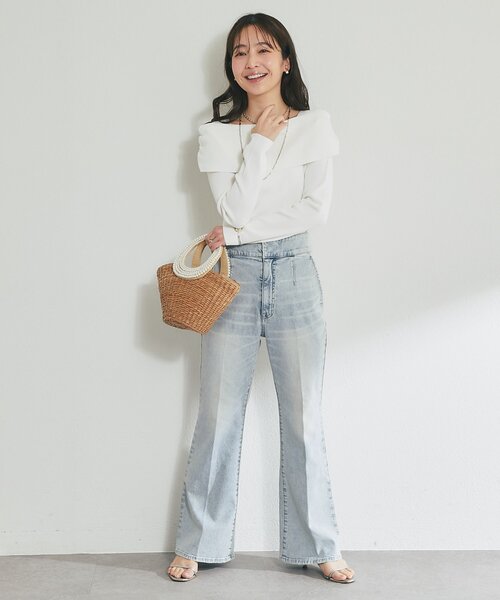 La boutique BonBon（ラブティックボンボン）の「【最強愛されニット】クールタッチUVオフショルニット（ニット/セーター・レディース・サックスブルー/ネイビー/ホワイト/ピンク・FREE）」の9枚目の写真