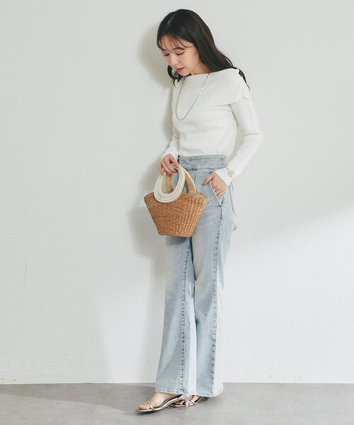 La boutique BonBon（ラブティックボンボン）の「【最強愛されニット】クールタッチUVオフショルニット（ニット/セーター・レディース・サックスブルー/ネイビー/ホワイト/ピンク・FREE）」の10枚目の写真