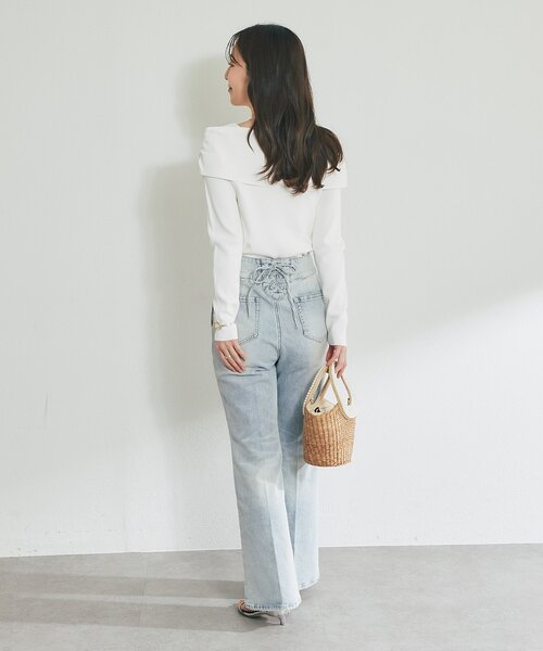 La boutique BonBon（ラブティックボンボン）の「【最強愛されニット】クールタッチUVオフショルニット（ニット/セーター・レディース・サックスブルー/ネイビー/ホワイト/ピンク・FREE）」の11枚目の写真