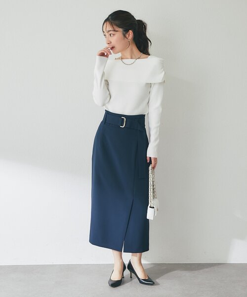 La boutique BonBon（ラブティックボンボン）の「【最強愛されニット】クールタッチUVオフショルニット（ニット/セーター・レディース・サックスブルー/ネイビー/ホワイト/ピンク・FREE）」の12枚目の写真